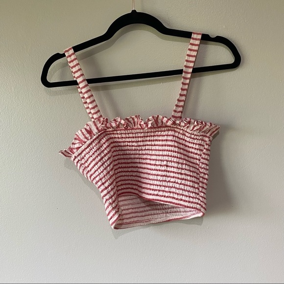Forever 21 Crop Top Tank Stretchy Red and White Striped - Picture 6 of 6
